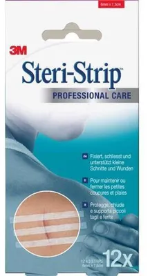 Productafbeelding van 3M Steri-Strip wondsluitstrips, 6 x 75 mm (12 stuks, 3 stroken per verpakking)