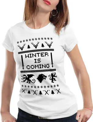 Produktbild von style3 8-Bit Winter is coming Damen T-Shirt, Farbe:Weiß, Größe:S