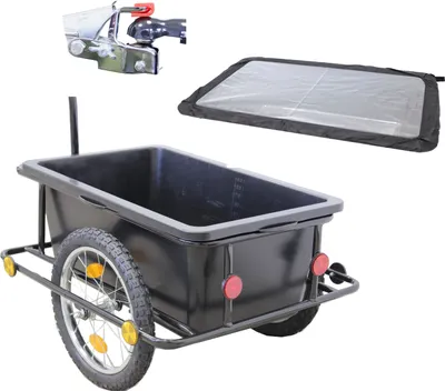 Produktbild von Fahrradanhänger mit Kupplung 90L Plane Handwagen Transportanhänger Lastenanhänger