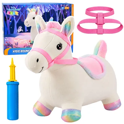 Immagine prodotto di Cavallo Rimbalzante Peluche Gonfiabile Per Bambini - Bianco 60 cm