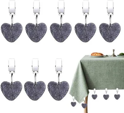 Productafbeelding van Ibenzoa® Tafelkleedhouders – Set van 8 marmeren gewichten met roestvrijstalen clips, 30 gram per stuk, geschikt voor picknick en tuinfeestjes