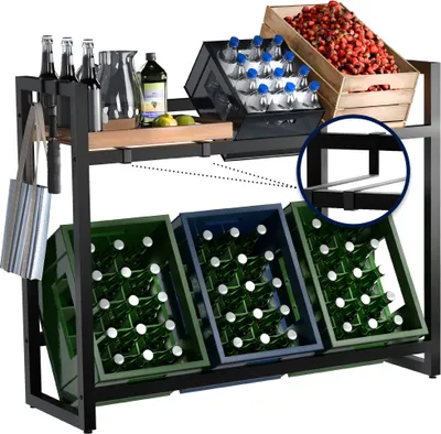 Produktbild von CLP 6er Getränkekistenständer Powell platzsparend Halterung für Sixpacks schwarz Größe für 6 Kisten