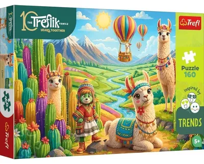 Zdjęcie produktu dla Puzzle 160 elementów - Lamy z rodziny Treflików (41x27,5 cm)