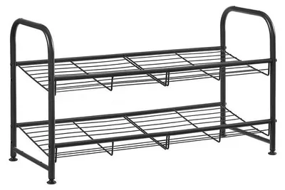 Produktbild von Schuhregal - Metall - 2 Ebenen - Schwarz - 68,5 x 27,5 x 37 cm