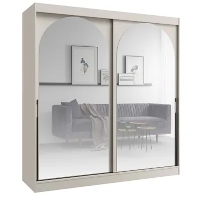 Obrázek produktu pro PAWS MÖBEL Kašmírová posuvná šatní skříň 200x215x65 MONIDO se zrcadly moderní funkční, šatní skříň do ložnice, skříňka