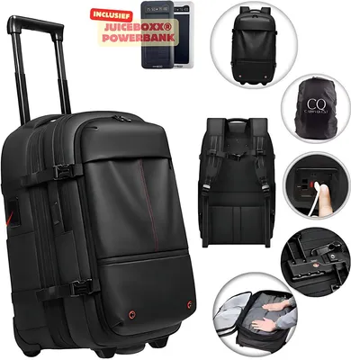 Productafbeelding van CarryQuest® - Zen Efficient PRO rugzak met vacuümcompressie, 65 liter, trolley, zwart
