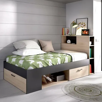 Immagine prodotto di Dmora Letto per Bambini Adrielle 99x218 cm Marrone Rovere, Contenitore Dimensione Materasso 90x190 cm