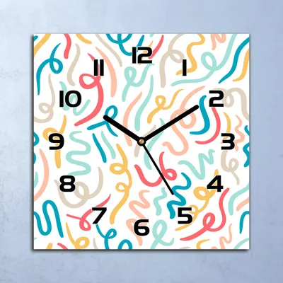 Produktbild von Wanduhr Echt-Glas-Küchenuhr Bunte Abstraktion Quarz Lautlos 30x30 Deko Bilder