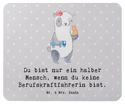 Produktbild von Mr. & Mrs. Panda Mouse Pad Berufskraftfahrerin Herz - Grau Pastell - Geschenk, computer mousepad, Mauspad, pc, laptop