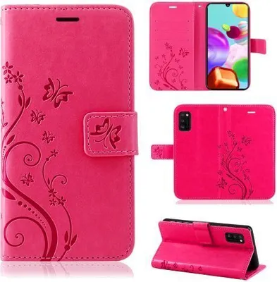 Produktbild von Handy Tasche für Samsung Hülle Handyhülle Blumen Flip Cover Wallet Case Etui Galaxy A6 2018 Pink