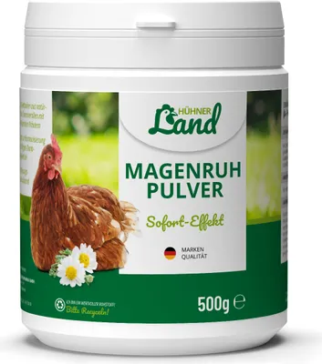 Produktbild von HÜHNER Land Magenruh Pulver Hühner & Geflügel 500ml - Harmonisierung der Magen-Darmtätigkeit, Mineralstoffmischung mit Anis für Hühnerfutter, Natürliche Tonmineralien unterstützen Darmflora