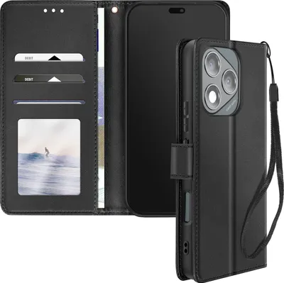 Produktbild von Avizar, Hülle für Honor 400 Lite mit Handschlaufe Ständer und Kartenfach, Schwarz