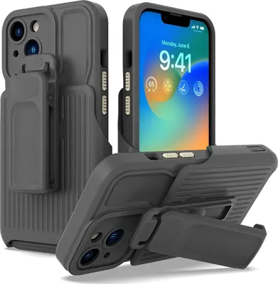 Produktbild von Mobigear Explorer iPhone 14 Hülle Hardcase Backcover Stoßfest mit Ständer - Grau