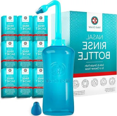 Produktbild von Famanu Nasenspüler 500 ml - Nasenspülung mit Salzlösung und Nasendusche - Inklusive Nasenspültipps und Aufbewahrungstasche