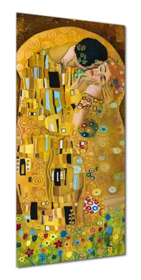 Produktbild von Wallario selbstklebende Duschrückwand 80 x 190 cm mit Motiv Der Kuss von Klimt - Wandverkleidung mit Hochglanzlaminat in Glasoptik