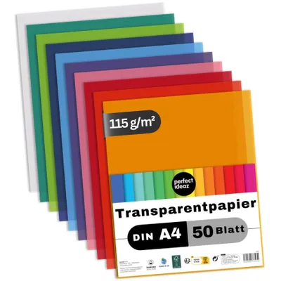 Produktbild von perfect ideaz 50er Pack Transparentpapier A4 115g 10 Farben