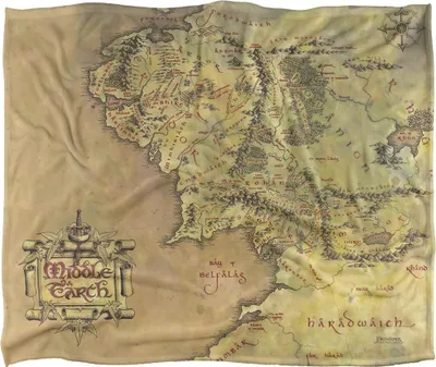 Immagine prodotto di Il Signore degli Anelli - Coperta "Mappa della Terra di Mezzo", setosa, morbidissima TV23635 (taglia unica) (Oro Champagne)