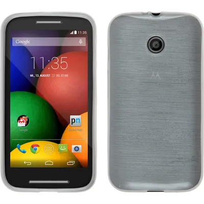 Produktbild von PhoneNatic Case kompatibel mit Motorola Moto E - weiß Silikon Hülle brushed + 2 Schutzfolien