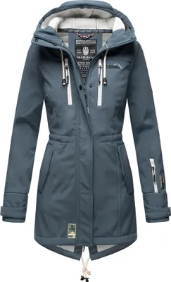 Produktbild von Marikoo Zimtzicke Damen Wasserdichte Softshell Jacke mit Kapuze Outdoor Regenjacke Regenmantel Dusty Blue Gr. 34 - XS