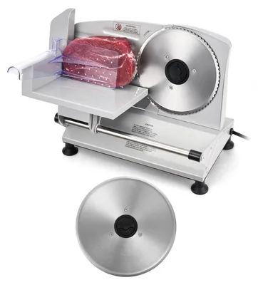 Immagine prodotto di Allesschneider, affettatrice per carne - Macchina affettatrice elettrica - Motore da 150 W - Lama in acciaio inossidabile da 17 cm - Spessore di taglio regolabile da 0 a 15 mm - Adatta per carne congelata, prosciutto, bistecche