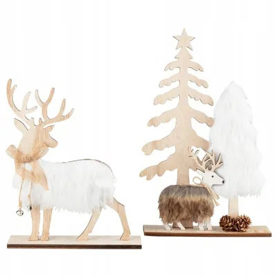 Produktbild von Elch Rentier Filz Figur Hirsch Aufsteller Weihnachtsdeko Dekofigur Tischdeko Baum und Rentier NEU