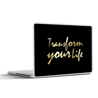 Produktbild von MuchoWow® Laptop Aufkleber Sticker Cover Zitat - Leben - Gold - Schwarz 40x30 cm - Laptop Dekoration - Selbstklebend
