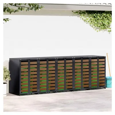 Produktbild von Müllbehälter für 5 Tonnen 340 x 77,5 x 115,5 cm Stahl, Mülltonnenbox für Garten, Reihenhaus, Mehrfamilienhaus, Gewerbefläche