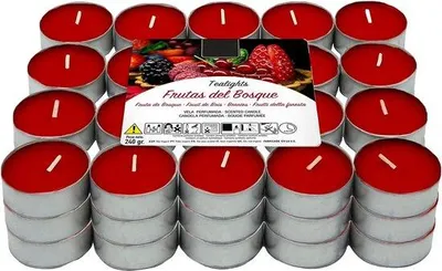 Produktbild von Unyqoos® Duft-Teelichter Set – 60 Stück beerenrot, Beeren-Duft, Aluminiumhülle, bis 4,5 Std. Brenndauer