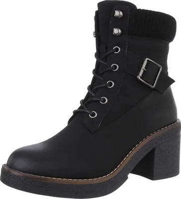 Produktbild von Ital-Design Damen Stiefeletten High-Heel Stiefeletten Leicht gefüttert Lederoptik Schnürstiefeletten 88519558 Schwarz Gr.  40