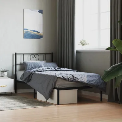 Image de Maison Exclusive - Sommier avec tête de lit en métal noir 75x190 cm