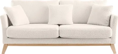 Produktbild von Miliboo - Skandinavisches 3-Sitzer-Sofa mit abnehmbarem Bezug in Weiß mit Bouclé-Wolleffekt OSLO