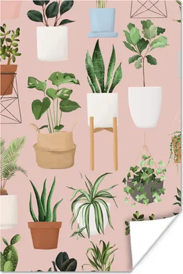 Produktbild von MuchoWow® Poster Pflanzen - Blumentopf - Rosa 80x120 cm - Papierdruck