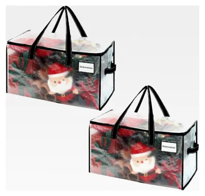 Produktbild von Umzugstaschen 2 Stück Aufbewahrungstasche mit Griffen und Reißverschlüssen, Faltbare Aufbewahrungsboxen, Wasserdichte Transporttasche (Transparent, 2er-Pack)