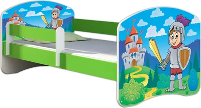 Produktbild von ACMA Jugendbett Kinderbett Junior-Bett Komplett-Set mit Matratze Lattenrost und Rausfallschutz Grün 32 Ritter 160x80