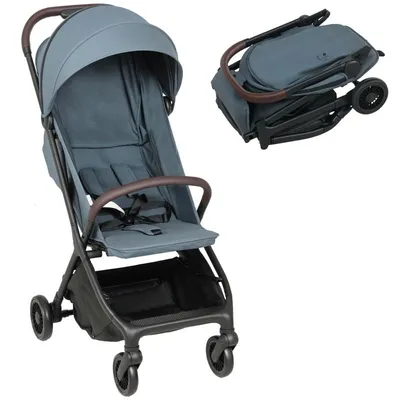 Produktbild von Kinderwagen – Faltbarer Kinderwagen – Verstellbare Rückenlehne, Fußstütze, Sonnenschutz, 5-Punkt-Sicherheitsgurt – 87 x 50 x 103 cm – Dunkelblau