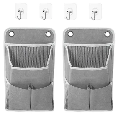 Hängeorganizer 2er Set, 4 Haken, grau, faltbar, wasserabweisend