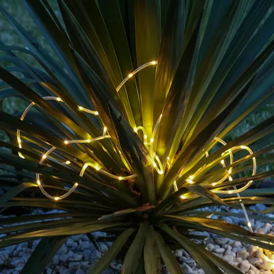 Produktbild von LED Solar Lichterschlauch - 200 warmweiße LED - 8 Funktionen - L: 9,95m - für Außen - transparent