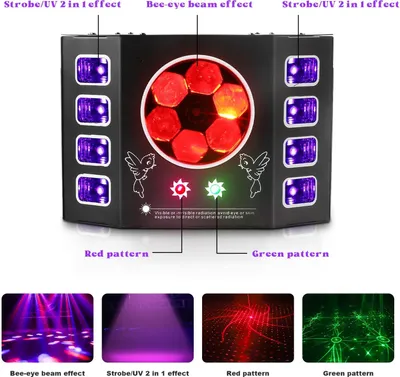 Immagine prodotto di Proiettore da palco a LED - Bee Eye Strobe 100W - Luce d'effetto RGBW 4 in 1 - DMX512 a 14 canali - Modalità audio e automatica - 90–240 V - Spina UE