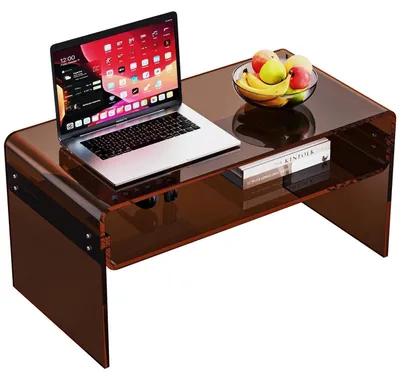 Obrázok produktu pre Akrylý konferenčný stolík, priehľadný, 80 x 40 x 40 cm, tmavohnedý