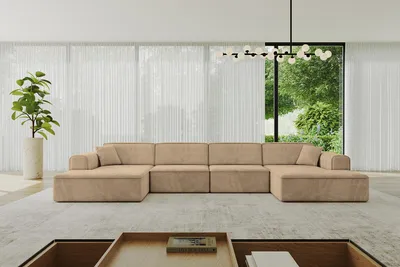 Produktbild von ALTDECOR Ecksofa in U-Form IREA-U2-v3 386x165x77 cm Beige Corner Sofa Bett Eckcouch Couch L-Form Wohnlandschaft Cauchsofa
