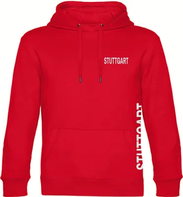 Produktbild von multifanshop Kapuzen Sweatshirt - Stuttgart - Brust & Seite, rot, Größe L