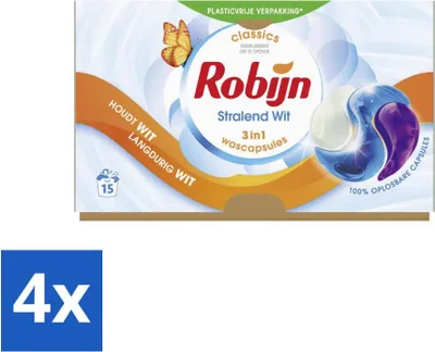Produktbild von Robijn - 3-in-1 Radiant White - Waschkapseln - 15 Wäschen - Vorteilspack - 4 Stücke