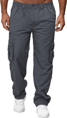 Produktbild von Herren Cargohose Schlupfhose leichter Stoff Trekking Casual Freizeit Latzhose Sporthose Trekking Wasserdicht Atmungsaktiv Dark Grau S