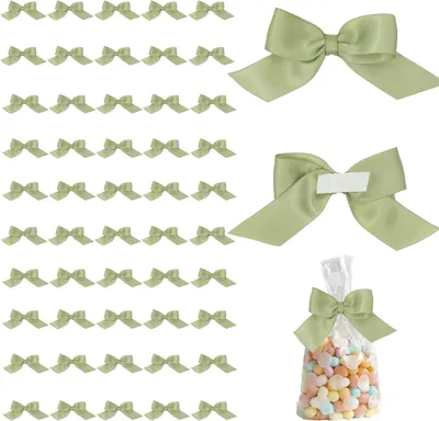 Productafbeelding van Strik - Decoratie - Cadeaustrikken - Zelfklevend - 50 stuks - Mini satijnen linten - Voorgebonden strik
