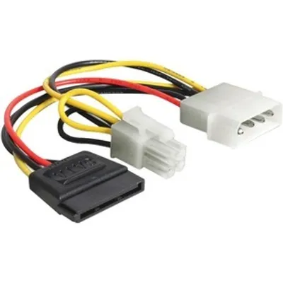 Produktbild von DeLOCK 60127, 0,155 m, Molex (4-pin), SATA 15-Pin, Männlich, Weiblich, Mehrfarbig