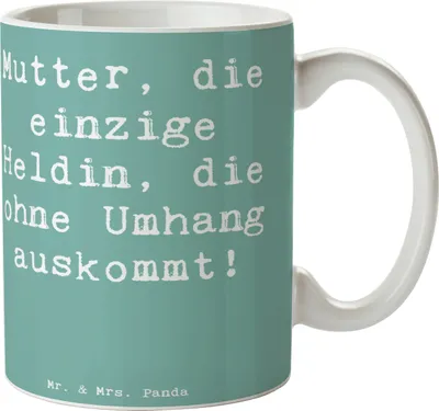 Produktbild von Mr. & Mrs. Panda Tasse Spruch Heldin Mutter - Meeresbrise - Geschenk, Selbstlosigkeit, Erinnerungen, Kaffeebecher, Verwandte, handgemacht, Teetasse, Mutterliebe, keramik