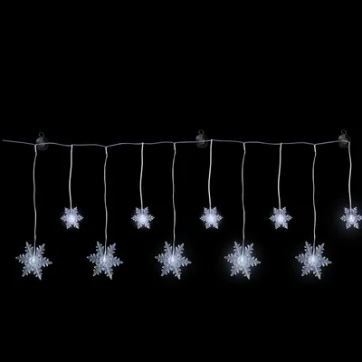 Produktbild von 10er LED Lichtervorhang  Lichterkette Schneeflocke Beleuchtung Batterie kaltweiß