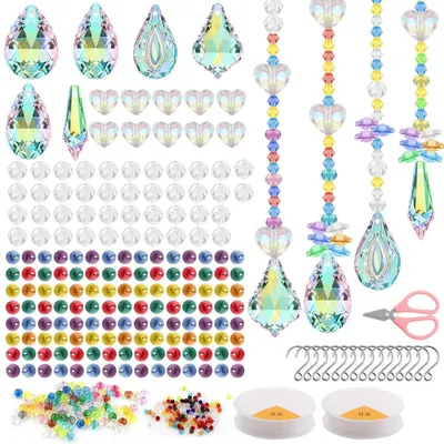Produktbild von Sonnenfänger Bastelset 582 Teile Kristalle Deko Anhänger 38mm Lichtreflexe DIY Fenster Garten Deko AB-Farbe