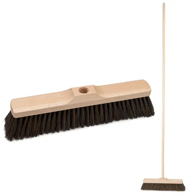Zdjęcie produktu dla Miotła domowa szerokość 35 cm główka miotły, miotła, gwint 22 mm, z trzonkiem 150 cm