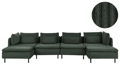 Obrázek produktu pro BELIANI Modulární 4místná pohovka do U zelené čalounění manšestr moderní design minimalistický styl obývací pokoj